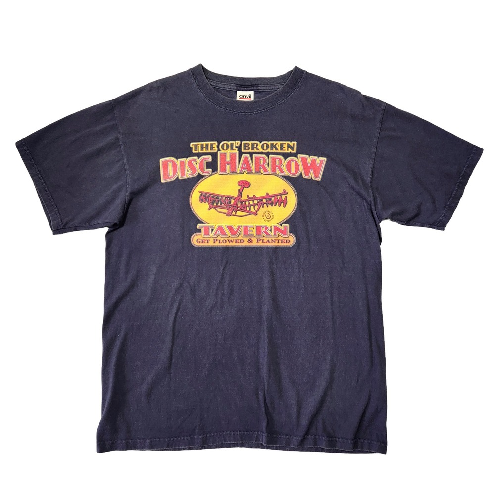 Vintage Ol' Broken Disc Harrow Tavern T Shirt Mens L Western Rodeo Cowboy Farmer